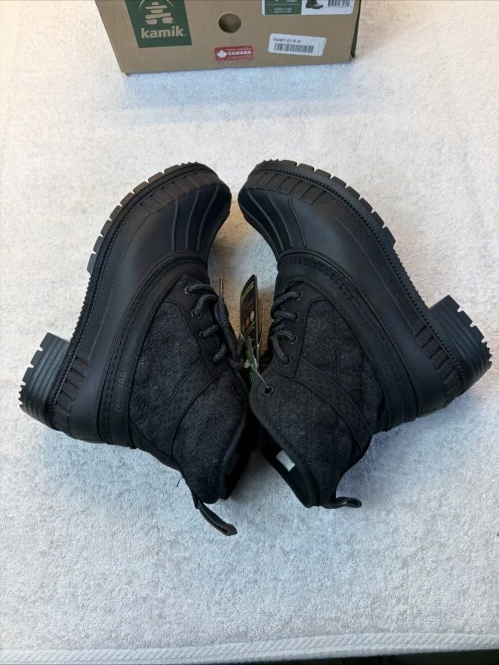 Kamik Sienna Mid 2 Waterproof Duck Boots Black Soft Sock Upper Women SZ 9 New